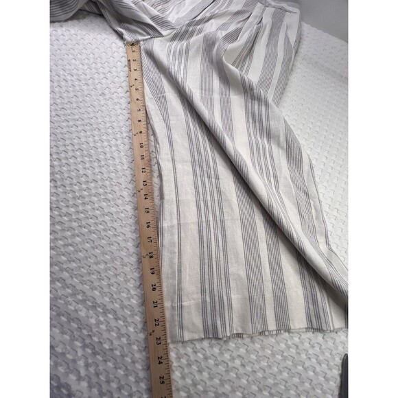 Worthington Women's Cropped Wide Leg Striped Pants Pleated Size 16P Linen Blend - Picture 4 of 13